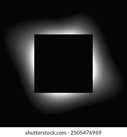 Marco cuadrado iluminado con gradiente. Anuncio de neón cuadrado blanco aislado sobre fondo negro. Ilustración vectorial
