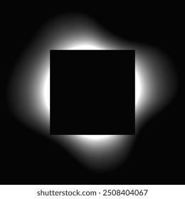 Quadro de iluminação quadrado com gradiente. Banner de néon quadrado branco isolado no fundo preto. Ilustração vetorial