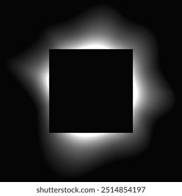 Square illuminate frame with gradient. White square neon banner isolated on black background. Vector illustration