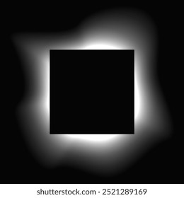 Square illuminate frame with gradient. White square neon banner isolated on black background. Vector illustration