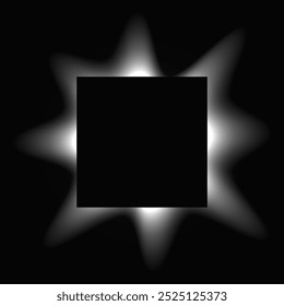 Marco cuadrado iluminado con gradiente. Anuncio de neón cuadrado blanco aislado sobre fondo negro. Ilustración vectorial