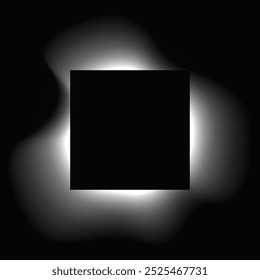 Marco cuadrado iluminado con gradiente. Anuncio de neón cuadrado blanco aislado sobre fondo negro. Ilustración vectorial