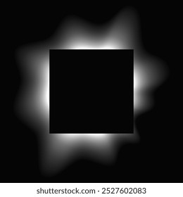 Square illuminate frame with gradient. White square neon banner isolated on black background. Vector illustration
