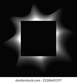 Quadro de iluminação quadrado com gradiente. Banner de néon quadrado branco isolado no fundo preto. Ilustração vetorial