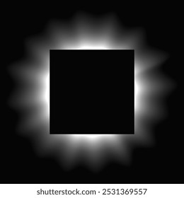 Quadro de iluminação quadrado com gradiente. Banner de néon quadrado branco isolado no fundo preto. Ilustração vetorial