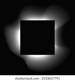 Marco cuadrado iluminado con gradiente. Anuncio de neón cuadrado blanco aislado sobre fondo negro. Ilustración vectorial