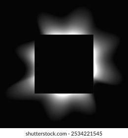Square illuminate frame with gradient. White square neon banner isolated on black background. Vector illustration