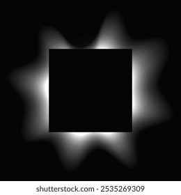 Marco cuadrado iluminado con gradiente. Anuncio de neón cuadrado blanco aislado sobre fondo negro. Ilustración vectorial