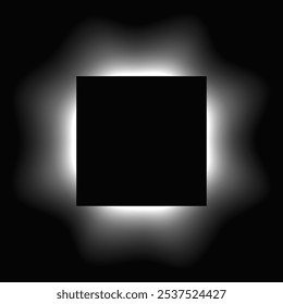 Quadratischer Leuchtrahmen mit Farbverlauf. Weißes quadratisches Neonbanner einzeln auf schwarzem Hintergrund. Vektorgrafik