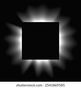 Marco cuadrado iluminado con gradiente. Anuncio de neón cuadrado blanco aislado sobre fondo negro. Ilustración vectorial