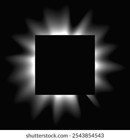 Quadro de iluminação quadrado com gradiente. Banner de néon quadrado branco isolado no fundo preto. Ilustração vetorial