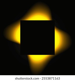 Square illuminate frame with gradient. Yellow round neon banner isolated on black background. Vector illustration