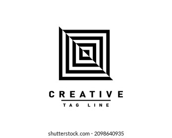 Square illusion logo, Vector Design Template