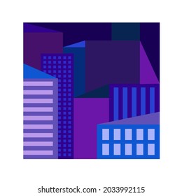 La ilustración cuadrada de una ciudad nocturna