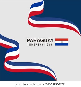 Square illustration of paraguay independence day celebration banner vector cartoon