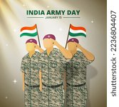 Square India army day background with the army saluting and flags