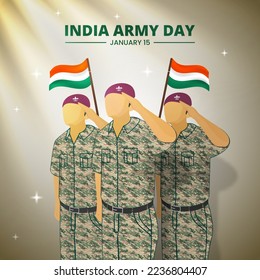 Square India army day background with the army saluting and flags
