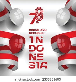 Square indonesia independence day greeting banner social media template design