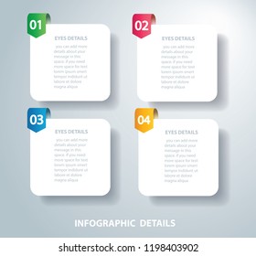 square info graphic Vector template with 4 options. Can be used for web, diagram, graph, presentation, chart, report, step by step infographics. Abstract background 