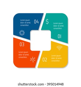 Square infographic banner with 4 options. Isolated number banner template for diagram, presentation or chart. Progress steps for tutorial. Business concept sequence banner.