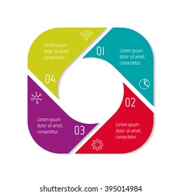 Square infographic banner with 4 options. Isolated number banner template for diagram, presentation or chart. Progress steps for tutorial. Business concept sequence banner.