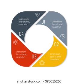 Square infographic banner with 4 options. Isolated number banner template for diagram, presentation or chart. Progress steps for tutorial. Business concept sequence banner.