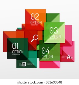 Pancarta de infografía cuadrada. Fondo de plantilla de vector para diseño de flujo de trabajo, diagrama, opciones de número o diseño web