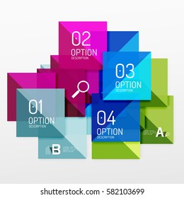 Pancarta de infografía cuadrada. Fondo de plantilla de vector para diseño de flujo de trabajo, diagrama, opciones de número o diseño web