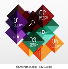 Banner infográfico quadrado. Plano de fundo de modelo de vetor para layout de fluxo de trabalho, diagrama, opções de número ou design da Web