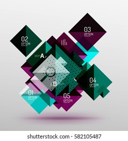 Pancarta de infografía cuadrada. Fondo de plantilla de vector para diseño de flujo de trabajo, diagrama, opciones de número o diseño web