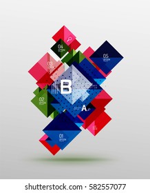 Pancarta de infografía cuadrada. Fondo de plantilla de vector para diseño de flujo de trabajo, diagrama, opciones de número o diseño web