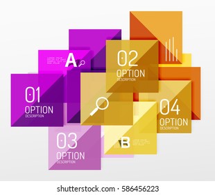 Pancarta de infografía cuadrada. Fondo de plantilla de vector para diseño de flujo de trabajo, diagrama, opciones de número o diseño web