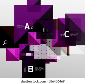 Pancarta de infografía cuadrada. Fondo de plantilla de vector para diseño de flujo de trabajo, diagrama, opciones de número o diseño web