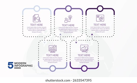 Square infographic design 5 options or steps. Infographics business concept for info graphics, flow charts.