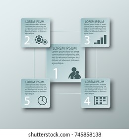 Square infographic design on the grey background. Eps 10 vector file.