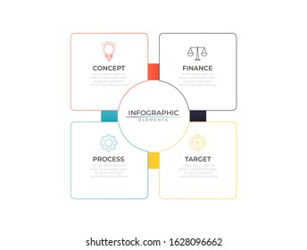 Square Infographic Design Template With Icons And Four Options. Vector For Company And Corporate Business Project And Presentation. Eps 10