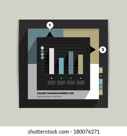 Square infographic diagram. Modern flat rectangle scheme for print or web page. Trend brand color layout.
