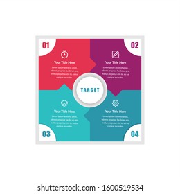 Square Infographic Element Four Step Icons