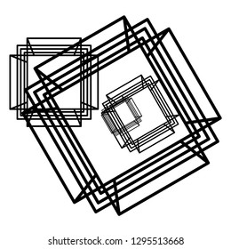Square Infographic Square Shape Three-dimensional geometry Set on a white background can be moved Logo design is used as a corporate symbol, black stripes.