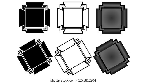 Square Infographic Square Shape Three-dimensional geometry Set on a white background can be moved Logo design is used as a corporate symbol, black stripes.Impossible