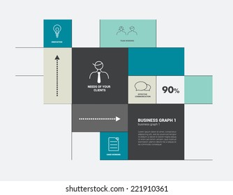 Square infographic tab. Box diagram. Vector template.