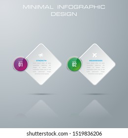 square Infographic template with 2 options, workflow, process chart,Timeline infographics design vector can be used for workflow layout, diagram, annual report,  - Vector