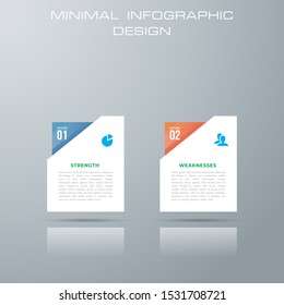 Square Infographic template with 2 options, workflow, process chart,Timeline infographics design vector can be used for workflow layout, diagram, annual report, - Vector