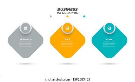 Square Infographic Template Design Label With Circle. Business Concept With 3 Step. Vector Illustration.