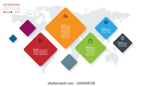 Square infographics on abstract background