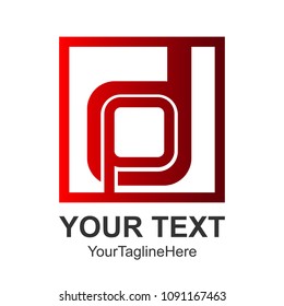 Square initial letter DP or PD logo design template element colored red for business and company identity
