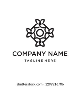 Square Initial Letter K Rotate with Flower Floral Link Connection Logo Design Inspiration