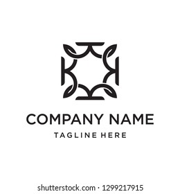 Square Initial Letter K Rotate with Flower Floral Link Connection Logo Design Inspiration