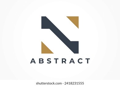 Letra inicial cuadrada N con logotipo de flecha. Logotipo elegante geométrico real negro y dorado utilizable para el crecimiento corporativo, comercial, de marca, de identidad que se relaciona con la letra N.