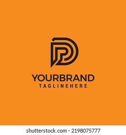 square Initial PD letter logo design simple and elegant P and D combination vector illustration